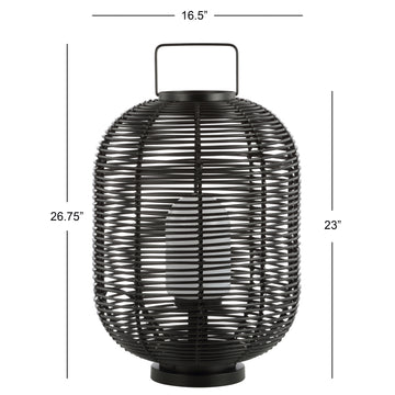 Kandella 26.7" Outdoor Woven Oval Asian LED Lantern - JONATHAN Y
